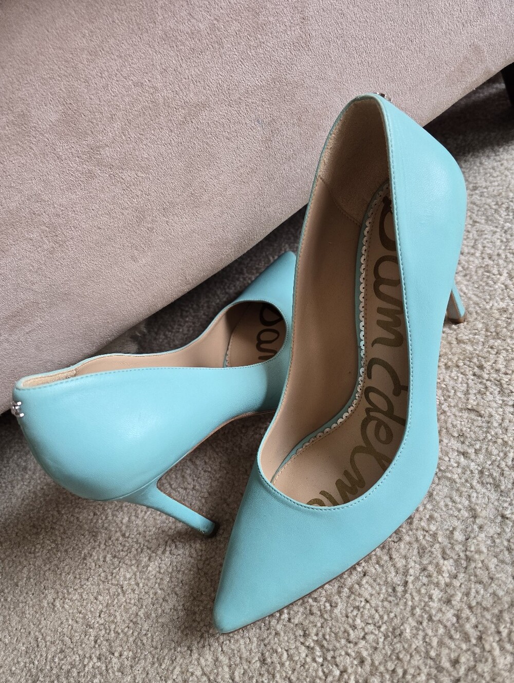 Sam Edelman Mermaid Light Blue Leather Pointed Toe Pumps Size 8